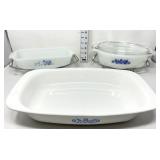(2) Blue Cornflower Casserole Dishes w/Cradles