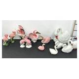 Miniature Bone China Flamingos & Swans