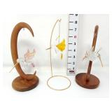 (3) Glass Hummingbird Ornaments on Stands