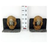 Cast Metal Indian Chief Bookends