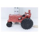 Vintage Auburn Red Rubber Toy Tractor w/Man -