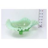 Green Opalescent Ruffled/Crimped Edge Bowl