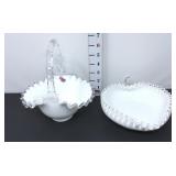 Vintage Fenton Silver Crest Ruffled Basket &