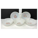 (5) Vintage Fire King Flurette Fruit/Dessert