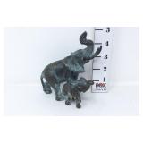 Vintage Mother & Baby Elephant Bronze Metal