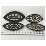 (4) Antique Branded Iron Trivets