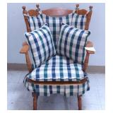 Vintage-Style Wood Rocker w/Green & Blue Plaid