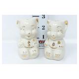Porcelain Teddy Bear Salt & Pepper- Gold