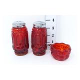 Amberina Moon & Star Pattern Salt & Pepper & Salt
