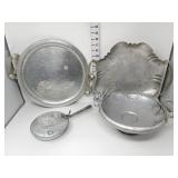 Hammered Aluminum Trays, Bowl, & Crumber