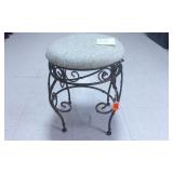 Iron Vanity Stool w/Scrollwork Base & Seat