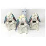 (3) Ceramic Love Bird Planters - One has a