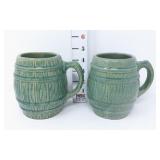 (2) Vintage McCoy Pottery Barrel Coffee Mugs