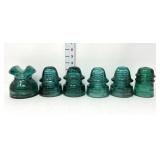 Antique Hemingway Aqua Glass Insulators (6)