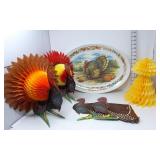 Plastic Turkey Platter & Honeycomb Decorations