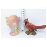 Hull Pottery Crane Vase #85 &  Ceramic Cardinal