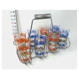 (8) MCM Federal Juice Glasses & Carrier