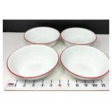 (4) Vintage Corelle Red Rimmed 6ï¿½ Bowls