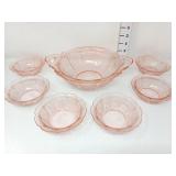 Cherry Blossom Pink Depression Berry Bowl Set