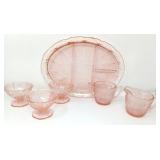 Cherry Blossom Pink Depression Divided Platter,