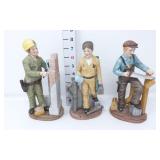 (3) Professional Career Ceramic Figurines