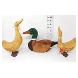 (3) Wooden Ducks Decor
