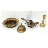 Brass Bell, Bowl, & Candleholders