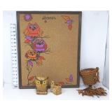 Owl Message Board, Napkin & Toothpick Holder w/