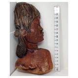 Hand Carved Wooden Bust -Portrait of a Woman