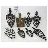 (8) Decorative Antique Sad Iron Trivets - Brass &