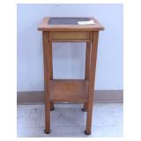 MCM Oak Side Table w/Glass Top & Side Features