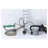 (2) Vintage Mini Travel Irons - Not Tested