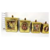 Vintage Dutch Art Tin Canister Set - Made in