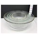 Set of (4) Pyrex Clear Ribbed Nesting Mixing