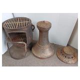 Cast Iron Fire Pit Chiminea w/ Brushed Bronze