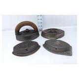 (4) Cast Iron Flat Irons - Howell, Rockdale &