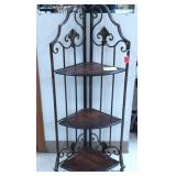 Metal & Wood Foldable 3 Tier Corner Shelf