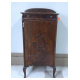 Antique Music Cabinet w/Lyre Carving on Door &