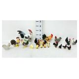Miniature Rooster & Chicken Figurine
