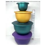 (4) Jewel Toned Nesting Tupperware Bowls