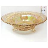 Lustre Rose Carnival Glass Footed Fruit Bowl
