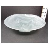 Alabaster White Swirl Art Glass Console Bowl