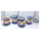 Vintage Lusterware Tea Set w/ Teapot, Cups,