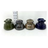 (4) Ceramic Glazed Insulators - Green is Chipped