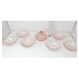 Cherry Blossom Pink Depression Butter Dish & (6)