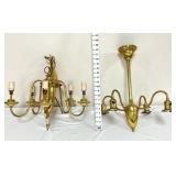 (2) Hollywood Regency Brass Chandeliers