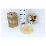 Polished Agate Pencil Holder, Stone Shaped Leaf &