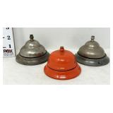 (3) Vintage Service Desk Bells -(1) Enameled