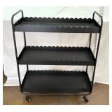 3 Tier Black Metal Rolling Cart