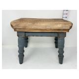 Distressed Blue Wooden Stool / Plant Stand